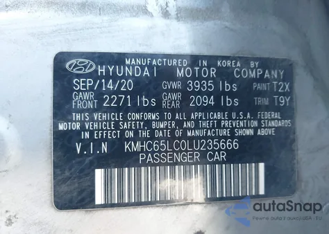 2020 Hyundai Ioniq Hybrid Blue from USA, damaged, VIN KMHC65LC0LU235666